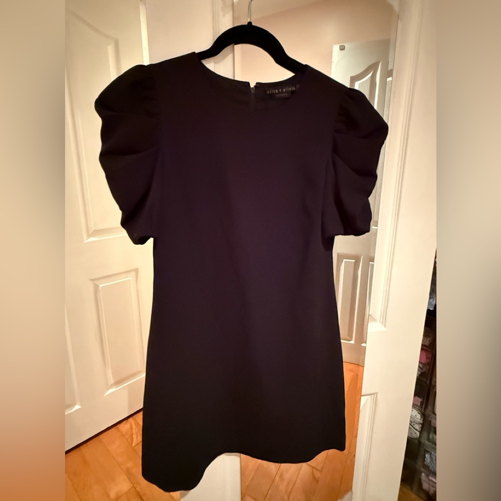 Alice + Olivia Black Mini Dress with Puff Sleeves